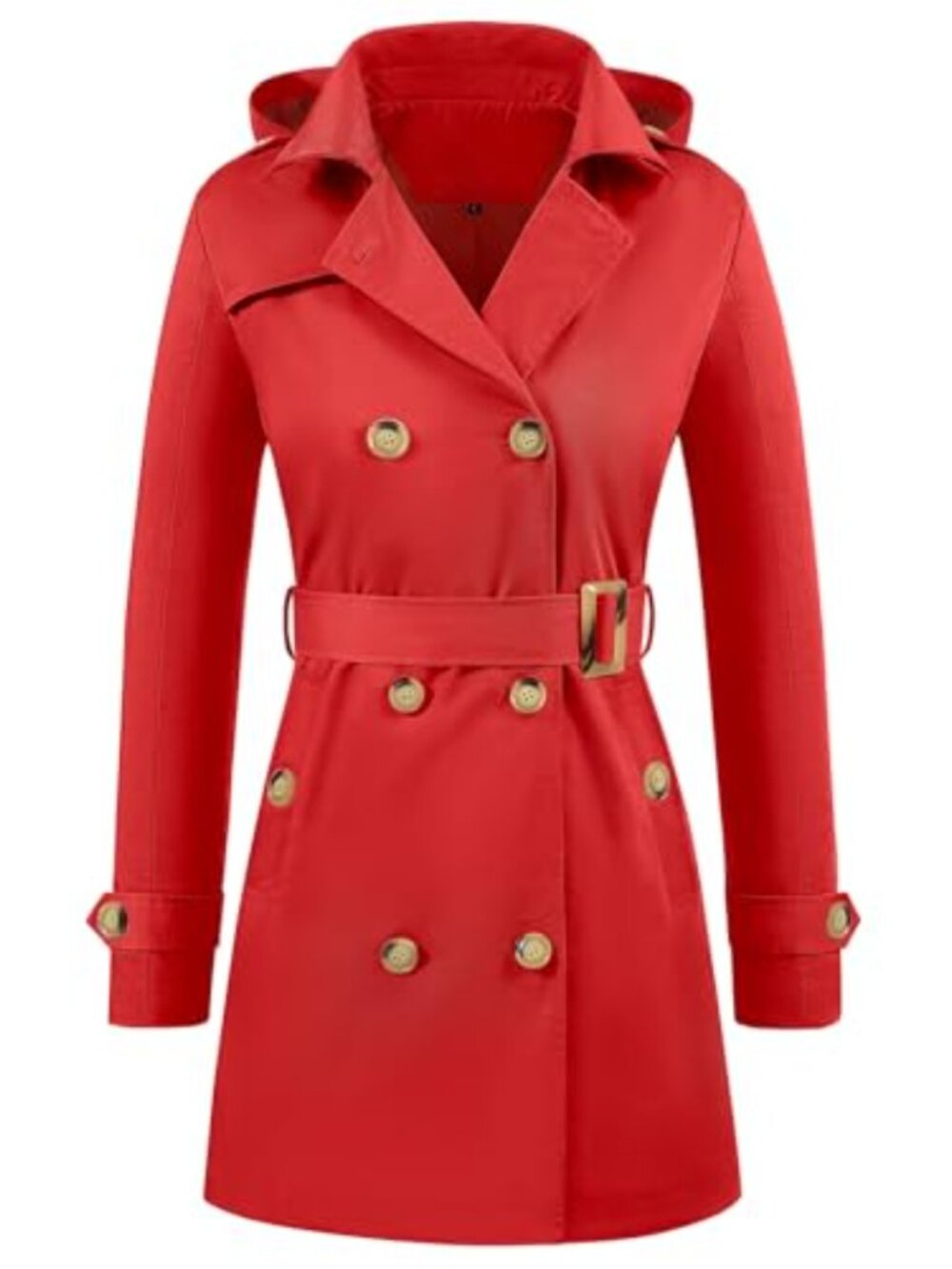 Women's Lightweight Waterproof Trench Coat with Detachable Hood & Belt